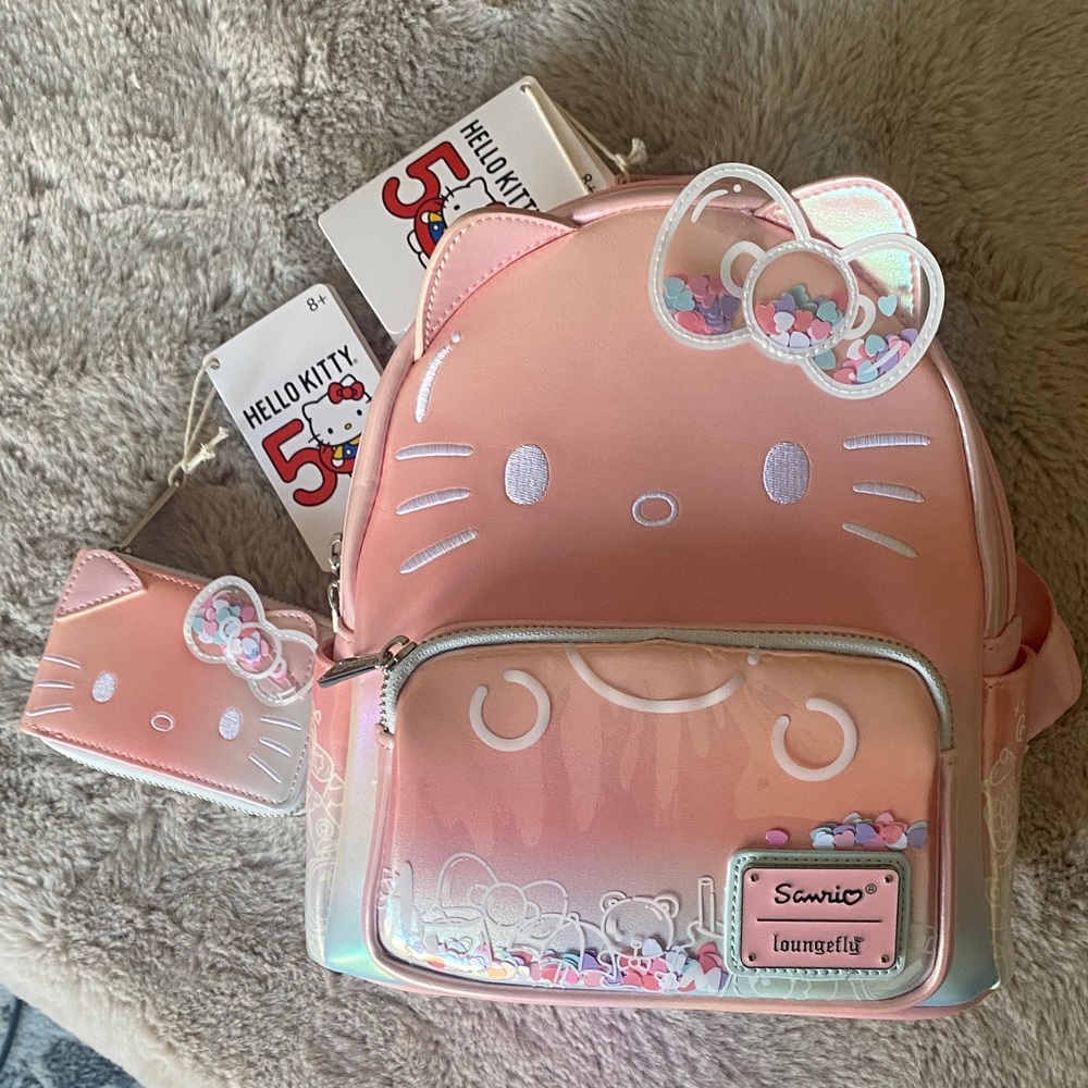 NWT Set Loungefly Sanrio Hello Kitty 50th Anniversary Mini Backpack & Wallet - Picture 3 of 12
